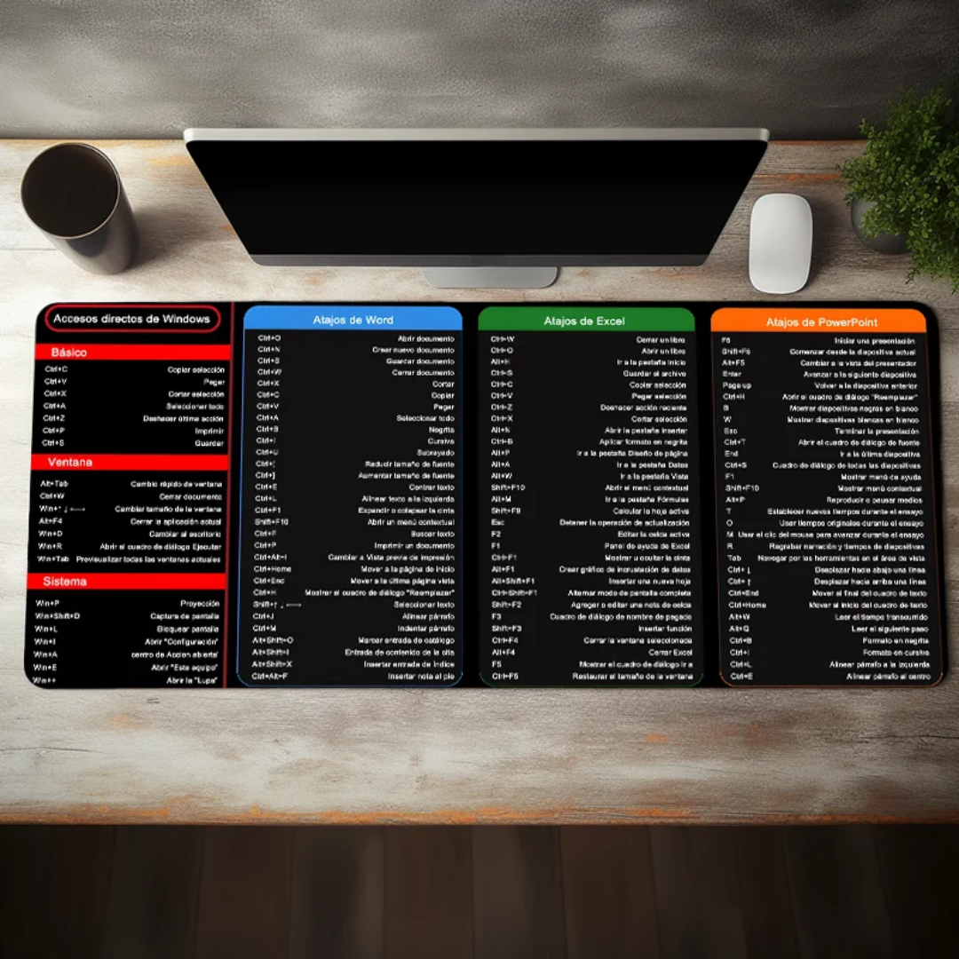 Alfombrilla de ratón con atajos de Office 365 Pro